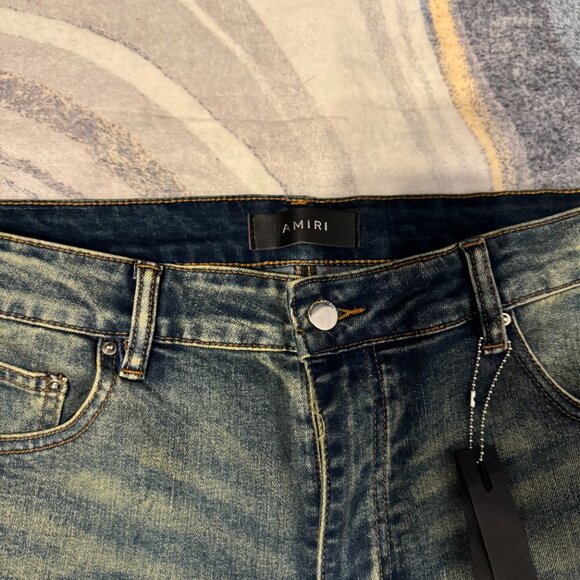 Blue Wash AMIRI Red Bandana Jeans Mens Size 34 Waist - Picture 2 of 3